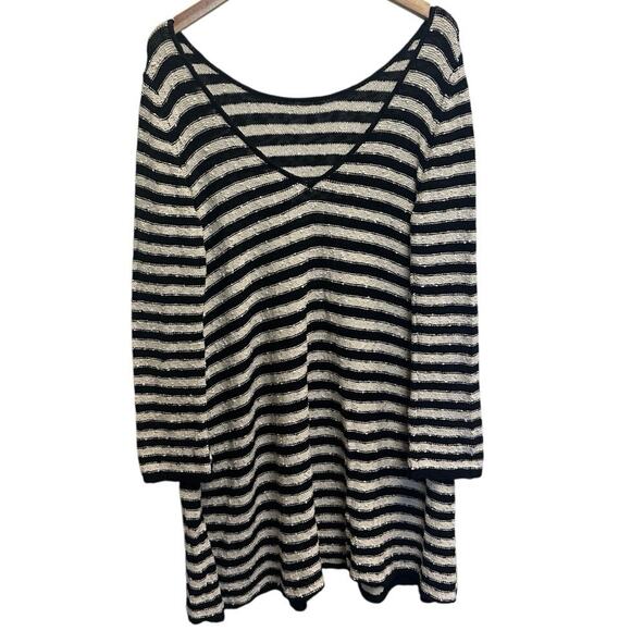 Free People Black and White Striped Mini Dress - Picture 3 of 9